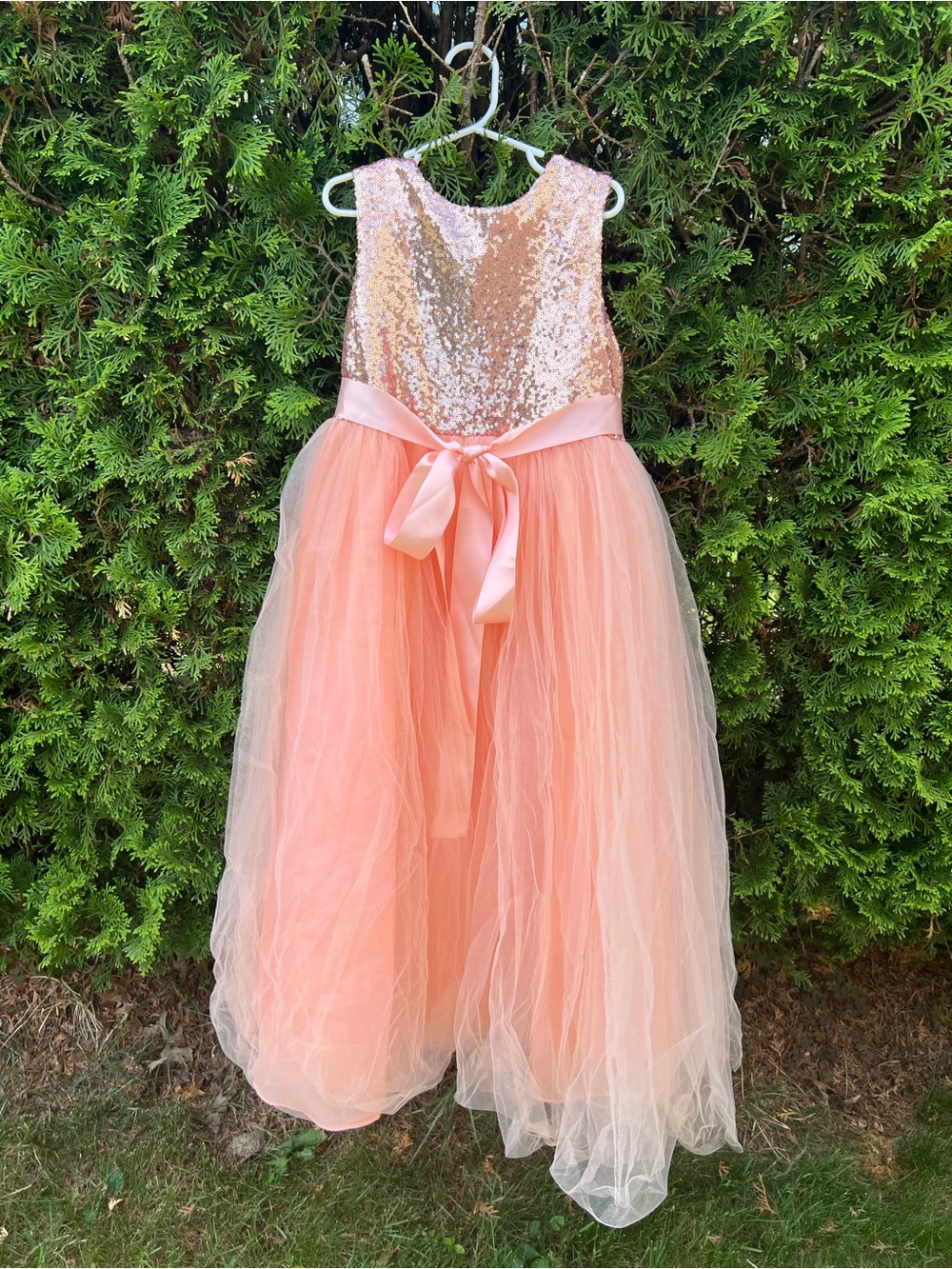 Sequin Top Peach Tulle Dress